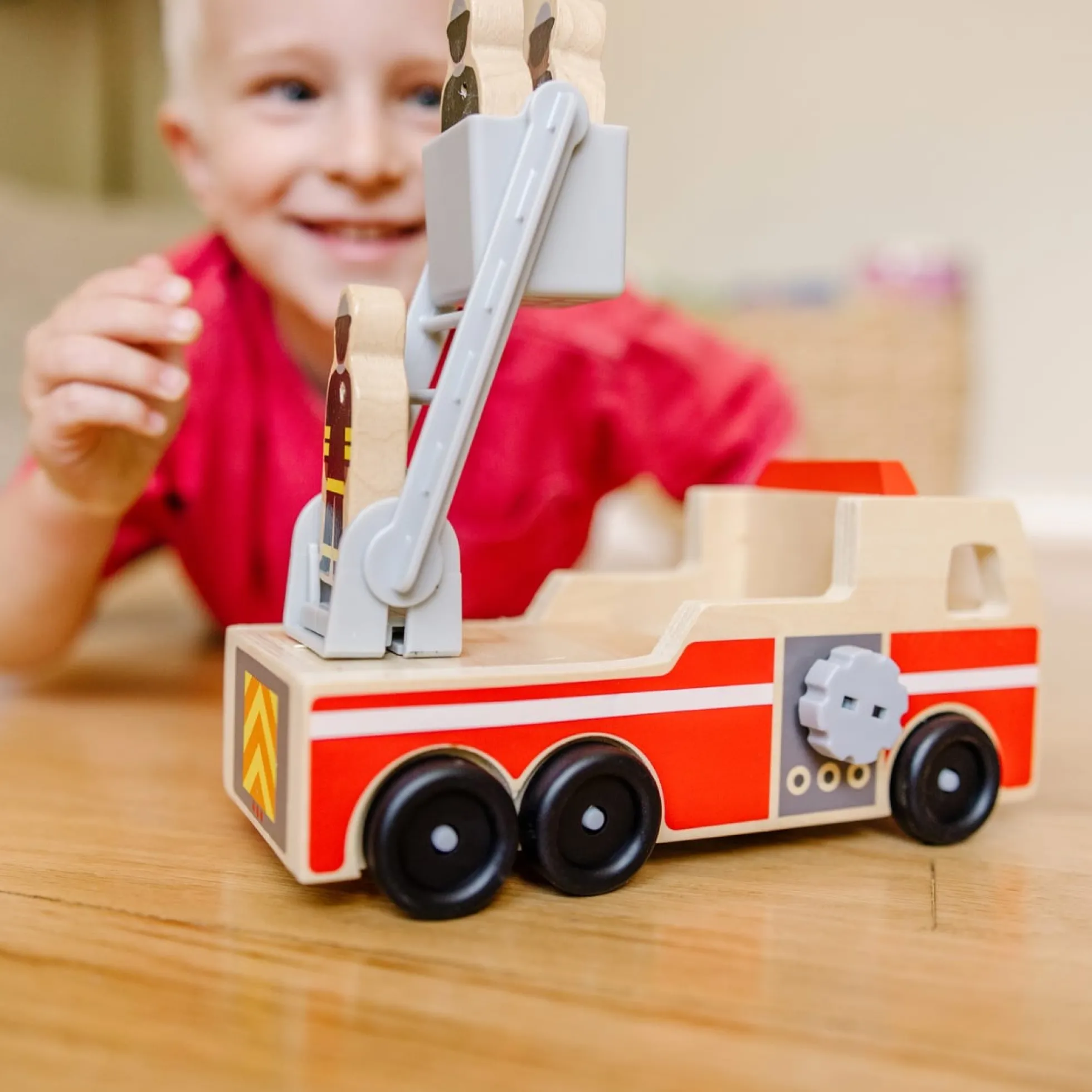 Classic Wooden Fire Truck Play Set
