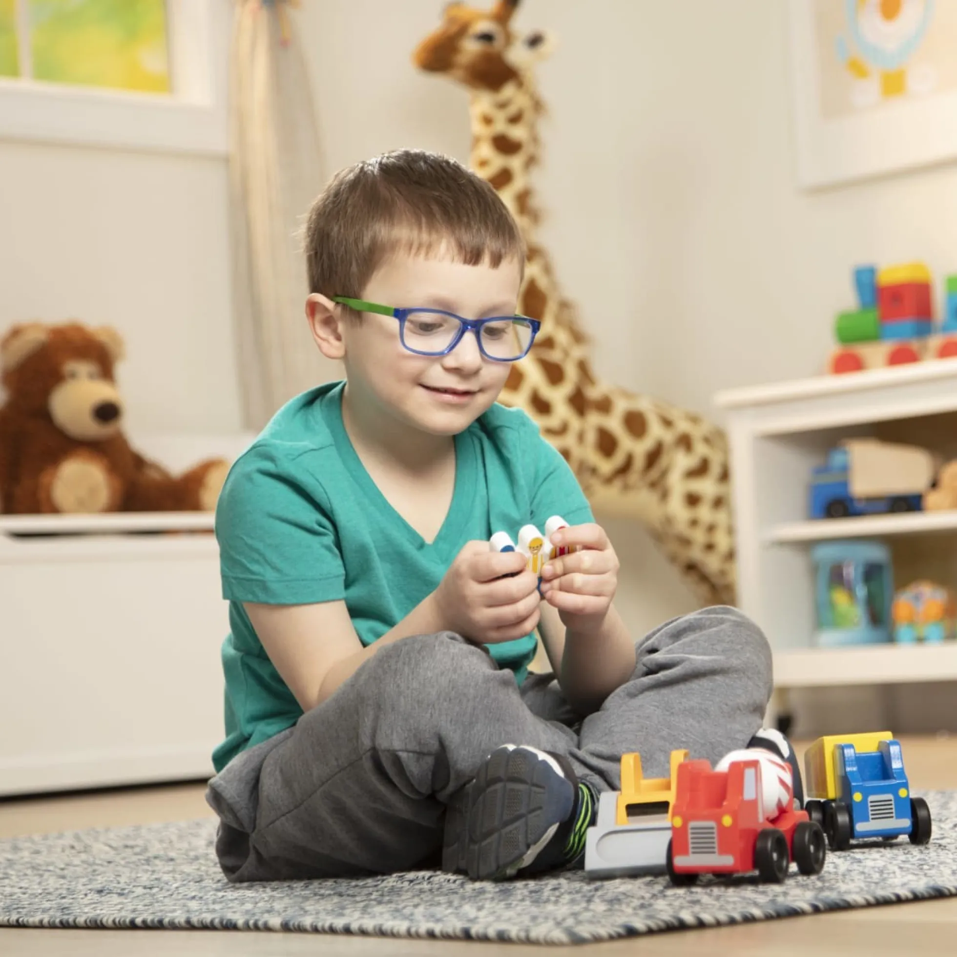 Classic Wooden Toy Construction Vehicle Set