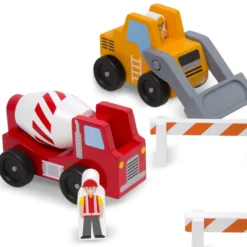 Classic Wooden Toy Construction Vehicle Set