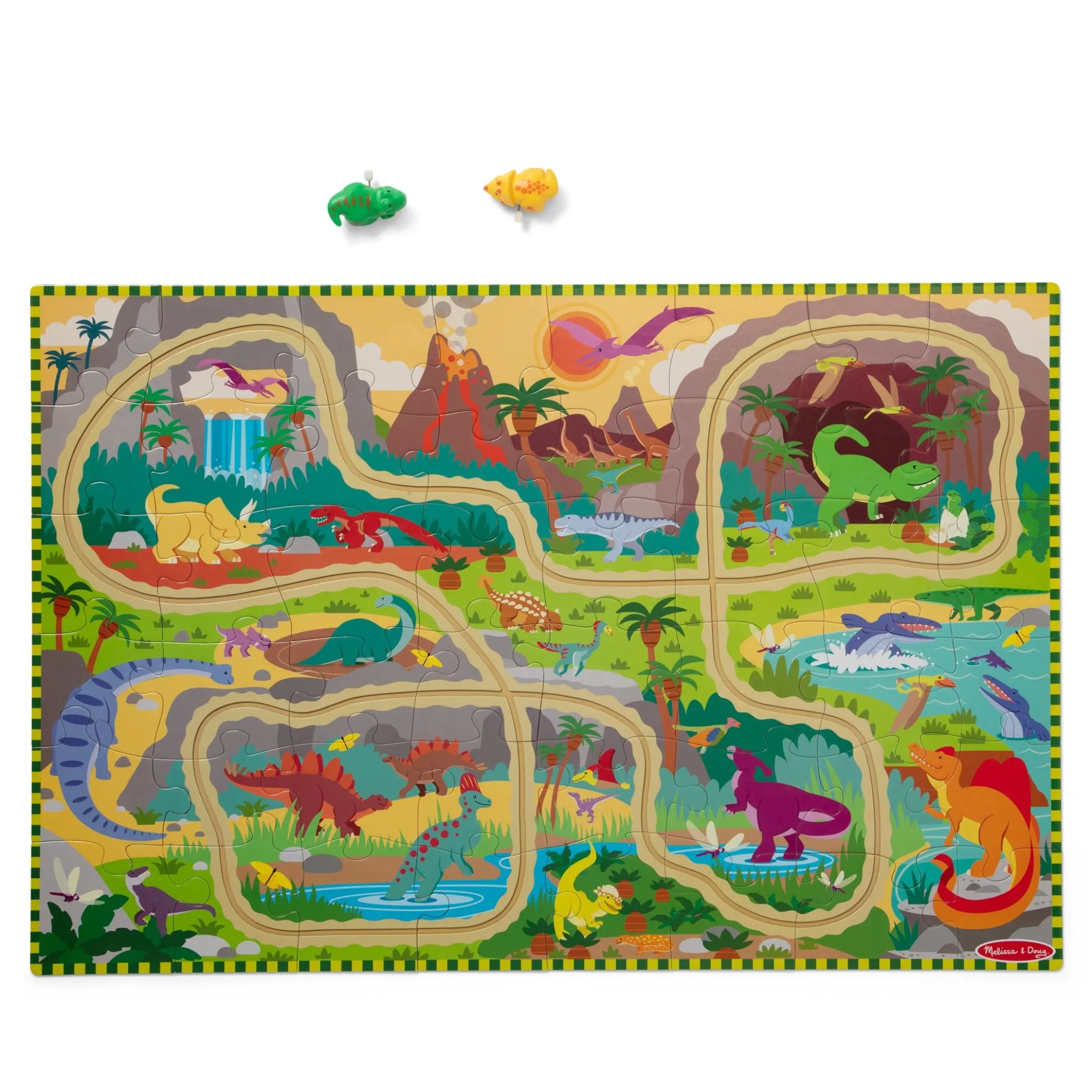 Dinosaur Adventure Tracks Floor Puzzle – 48 Pieces + 2 Wind-Up Dinosaurs