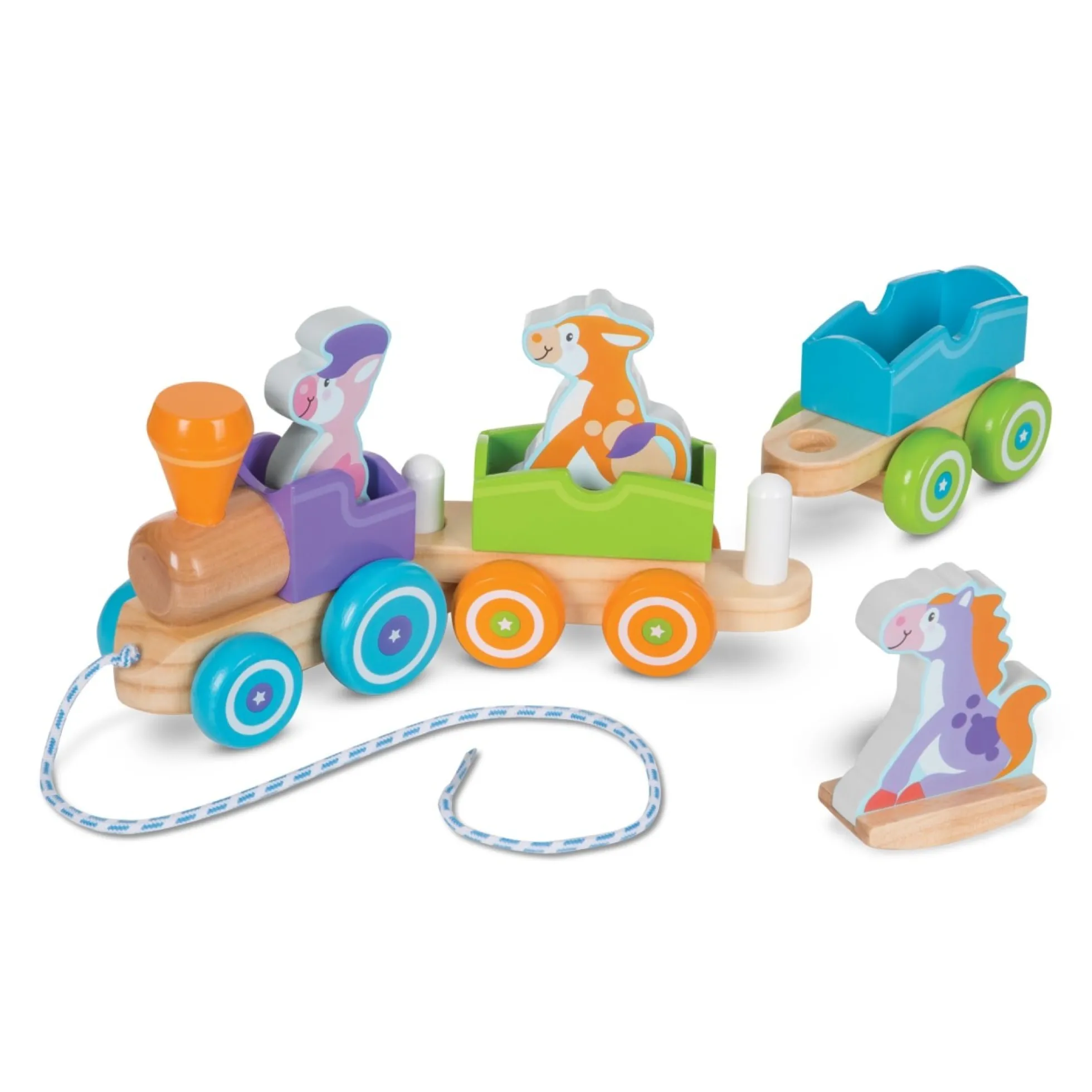 First Play Wooden Rocking Farm Animals Pull Train