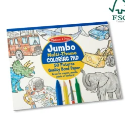 Jumbo 50-Page Kids' Coloring Pad - Space, Sharks, Sports, and More