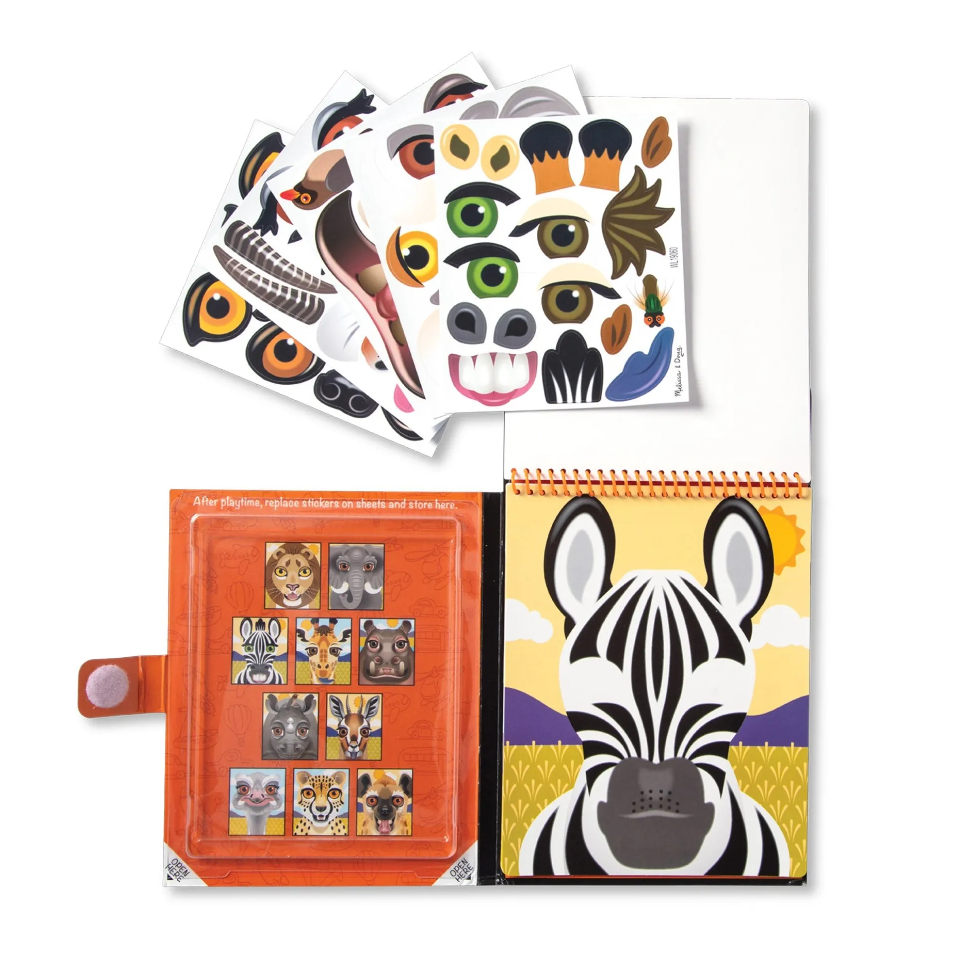 Make-A-Face Reusable Sticker Pad 3-Pack: Safari, Farm, Pets
