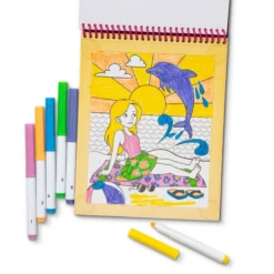 On the Go Color by Numbers Kids' Design Boards With 6 Markers - Unicorns, Ballet, Kittens, and More