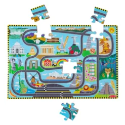 Race Around the World Tracks Floor Puzzle - 48 Pieces