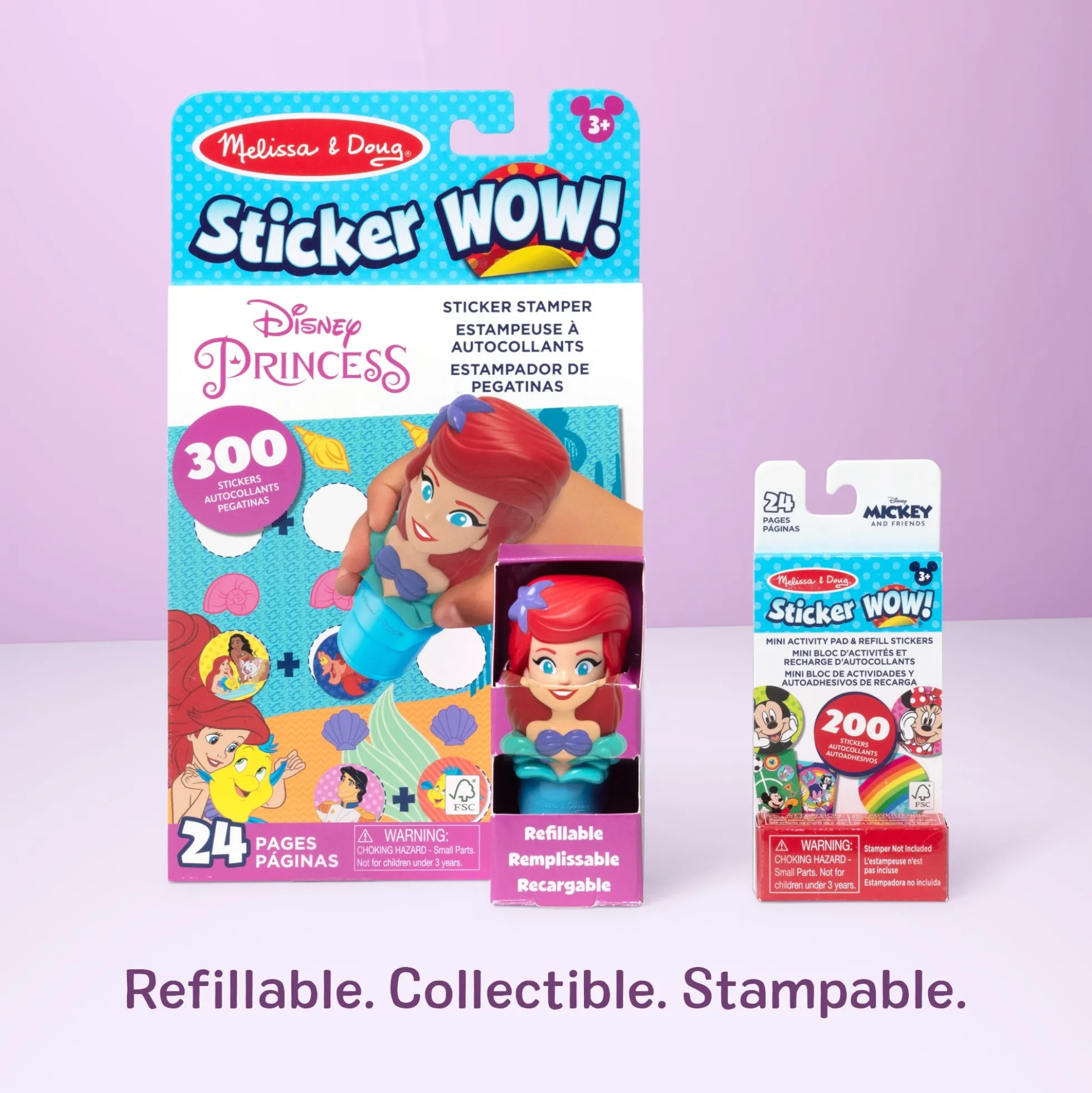 Sticker WOW!™ Disney Ariel Bundle: Activity Pad & Sticker Stamper + Mini Activity Pad and 200 Refill Stickers