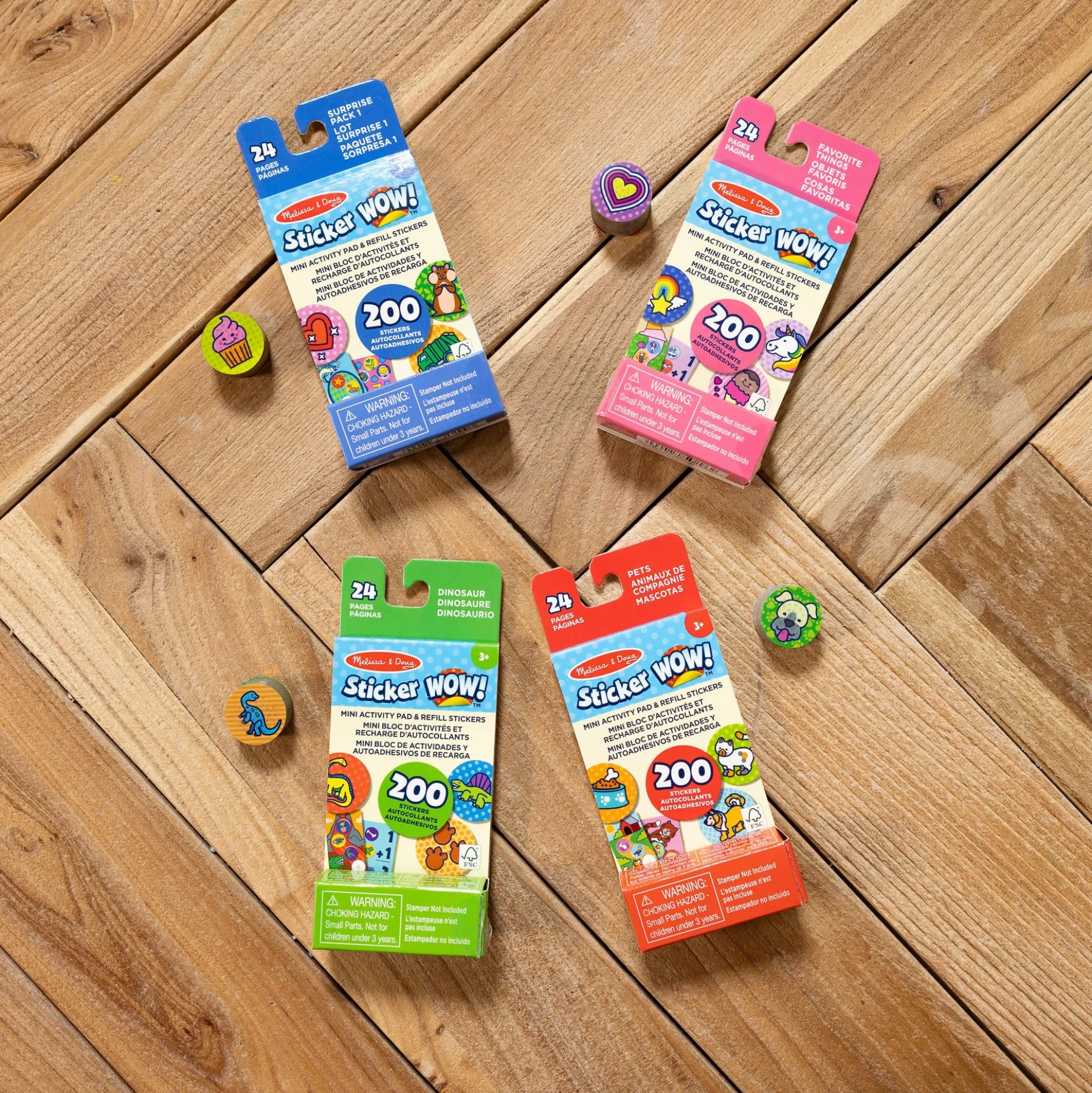 Sticker WOW!™ Mini Activity Pad and Refill Stickers 4-Pack (Dinosaur, Pets, Favorite Things, Surprise Pack 1) - Stamper Not Included