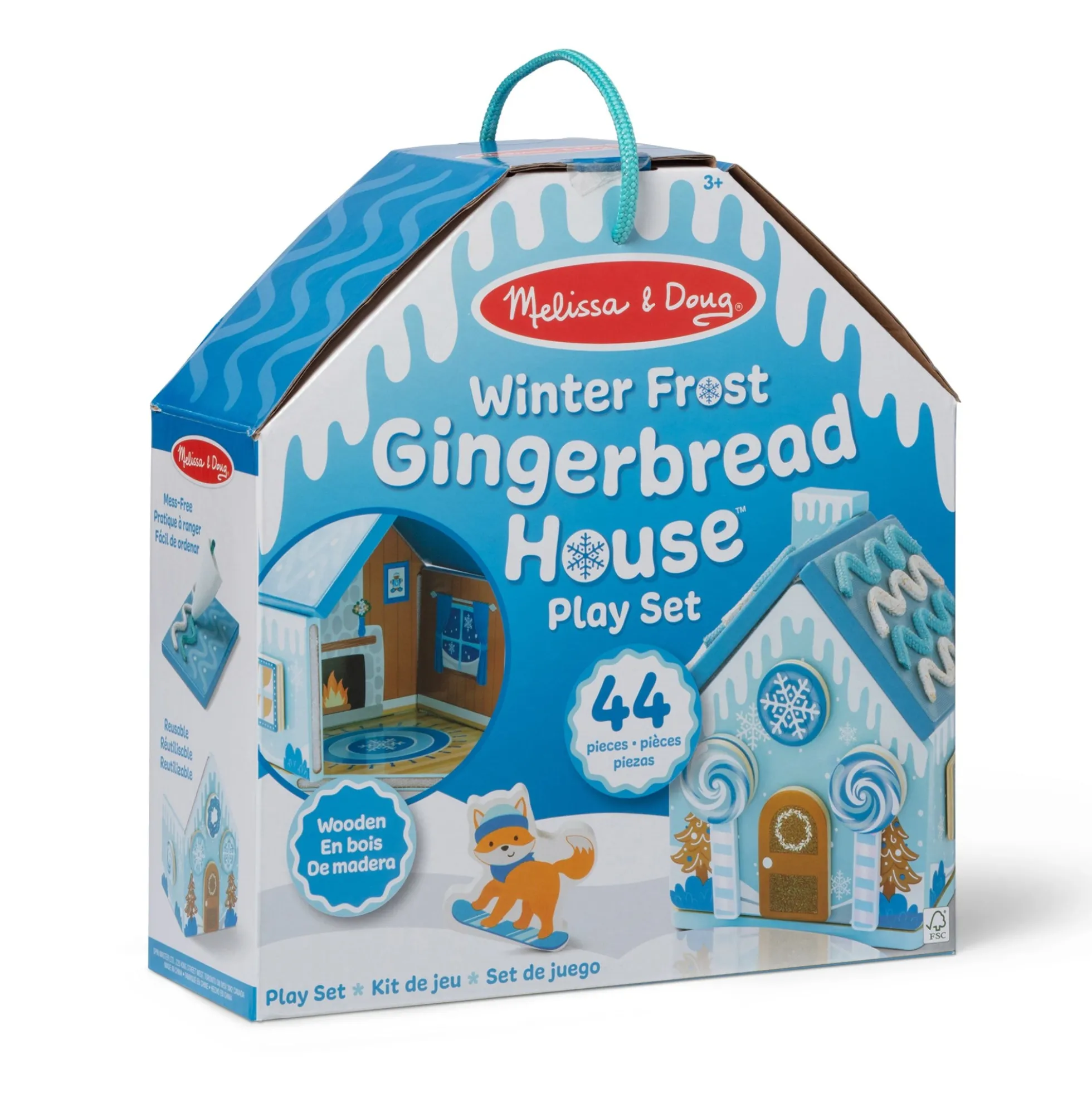 Wooden Gingerbread House Play Set – Winter Frost