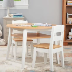 Wooden Round Table & Chairs Set