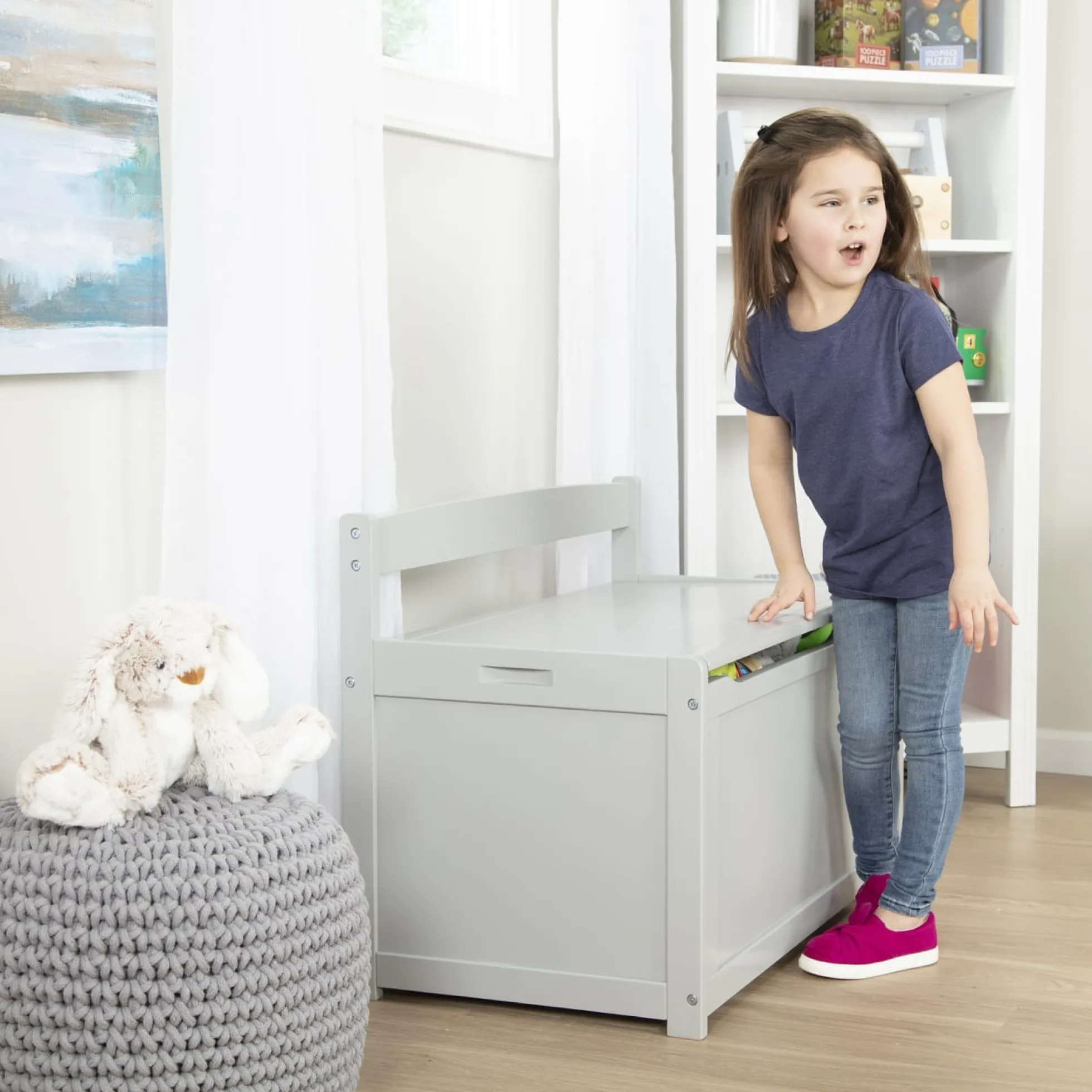 Wooden Toy Chest (Gray)
